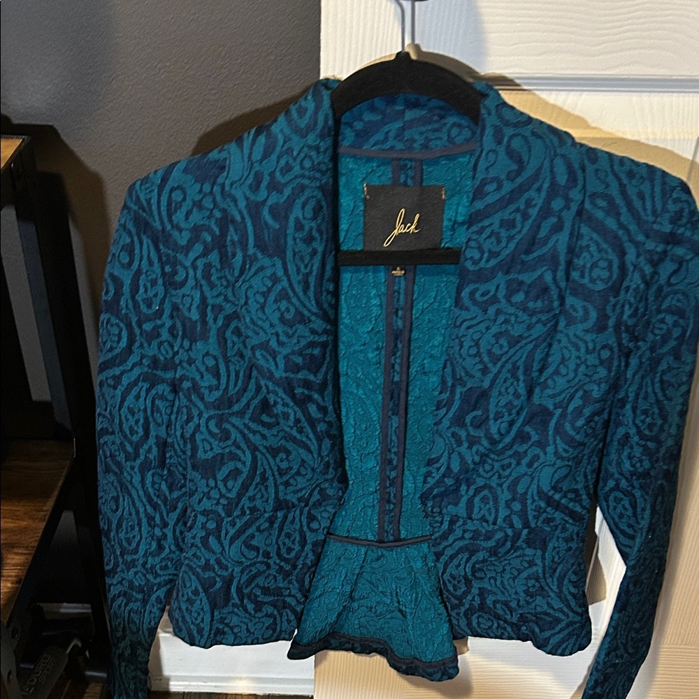 Jack by BB Dakota Teal paisley Textured Jacket
